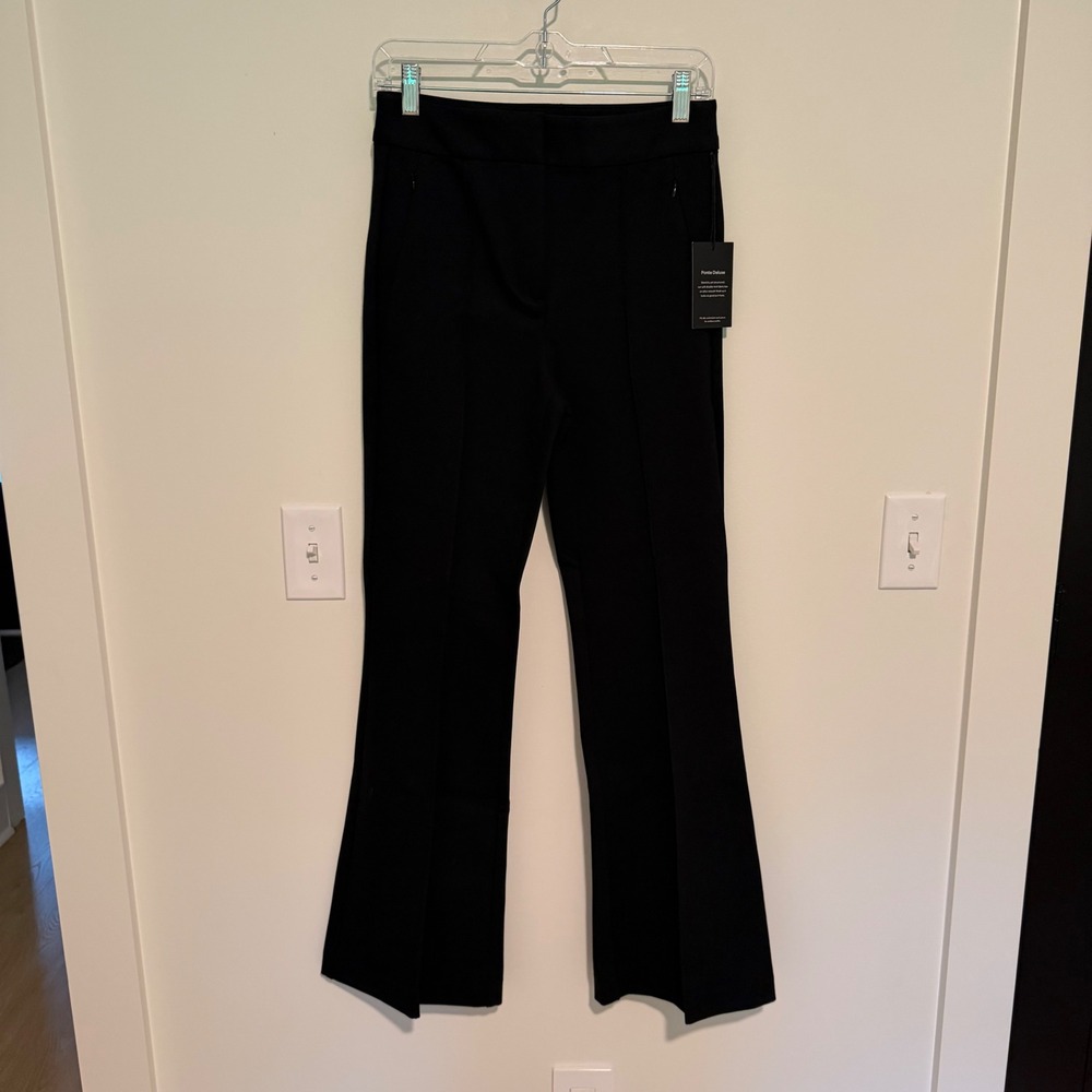 LOFT Versa Ponte Deluxe Pants Black High Rise Pintuck Trousers Womens 2 NEW